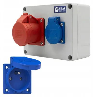Produktbild von Baustromverteiler mit 32A-Steckdose 1x400V und 1x230V SCHUKO, ohne Anschluss
