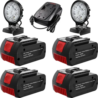 Obrázek produktu pro Náhradní baterie Bosch 18V, kapacita 6000mAh, rychlonabíječka 4A, sada 6 kusů