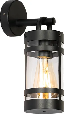 Produktbild von QAZQA - Industrie I Vintage I Industrie I Vintage I Außen Wandleuchte schwarz IP44 - Ruben I Außenbeleuchtung - Edelstahl Zylinder - LED geeignet E27