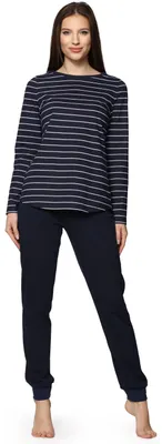 Image de Pyjama pour femme Bellivalini BLV50-166 (bleu marine et blanc, taille L)