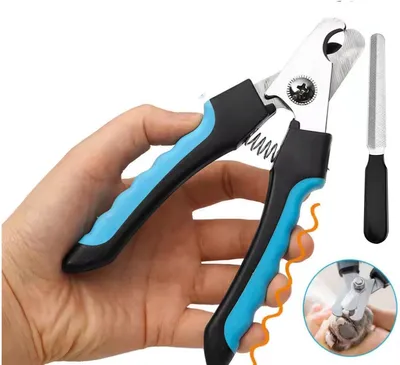 Image de Ciseaux à ongles pour animaux – Coupe-ongles pour chiens et chats – avec arrêt de sécurité – avec lime – bleu – Pour couper les ongles des chiens – 12 cm – Pour couper les ongles des chats – Coupe-ongles – Coupe-ongles – CHPN