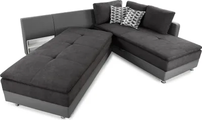 Produktbild von Ecksofa-Dauerschläfer Doppelbett Federkern Bettkasten Couch in Anthrazit Grau / 15105