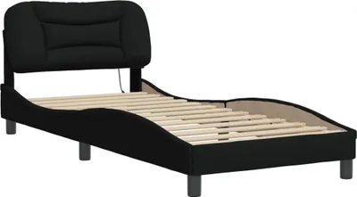 Produktbild von vidaXL Bettgestell mit LED ohne Matratze "Hvar" Schwarz 90x190 cm Stoff