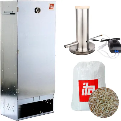 Produktbild von ITA Räucherofen 7003 - Premium XL Räucherschrank mit 3 Etagen 111 cm - Legierter Stahl - Smoker - Qualität  EU Direkt vom Hersteller
