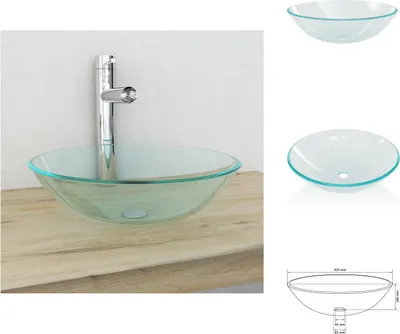 Obrázek produktu pro vidaXL Umyvadlo z tvrzeného skla 42 cm transparentní - Koupelnové umyvadlo