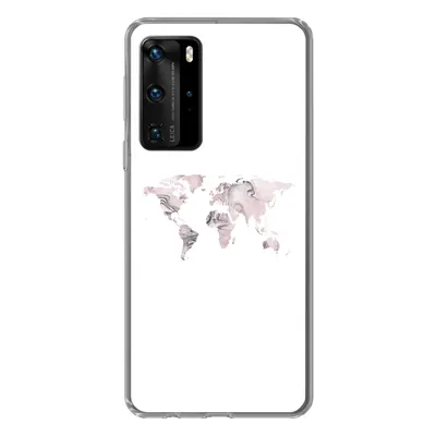 Produktbild von MuchoWow® Handyhülle Schutzhülle Hülle für Huawei P40 Pro Weltkarte - Marmor - Grau Silikon Softcase Handy Hülle - Schutz