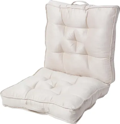 Produktbild von HOMESCAPES Velours Reisekissen creme 50 x 50 cm - klappbares Auto-Sitzkissen mit Rückenlehne
