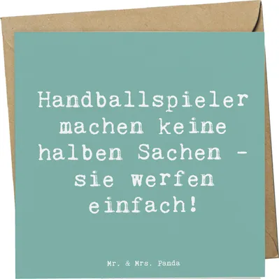 Produktbild von Mr. & Mrs. Panda Glückwunschkarte Spruch Handball Wurf - Meeresbrise - Geschenk, Sportler, Grußkarte, Sport, Rasen, Teamsport, Humor, Leidenschaft, anlasskarte, Teamgeist
