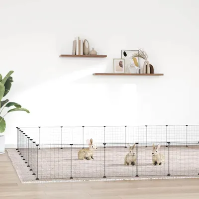 Obrázok produktu pre vidaXL 36-dielna klietka pre domáce zvieratá s dvierkami čierna 35x35 cm oceľ