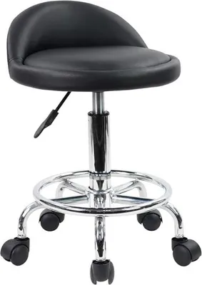 Image de Tabouret à roulettes réglable en hauteur avec repose-pieds pour le bureau