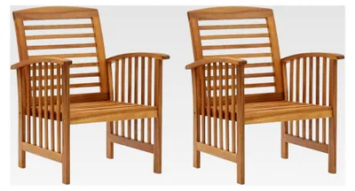 Produktbild von Gartenstühle 2 Stück, Balkonstühle aus Akazienholz, Hochlehner, Essstühle, Bistrostuhl