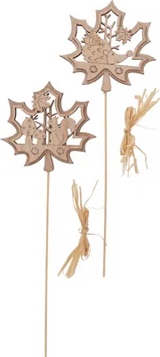 Produktbild von VBS Holzstecker "Ahornblätter", 2er-Set
