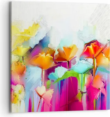 Produktbild von Bild auf Leinwand - Leinwandbild - Blumen Wiese Sommer - 70x70cm - Wand Bild - Wanddeko - Wandbilder - Leinwanddruck - Bilder - Kunstdruck - Wanddekoration - Leinwand bilder - Wandkunst - AC70x70-4095