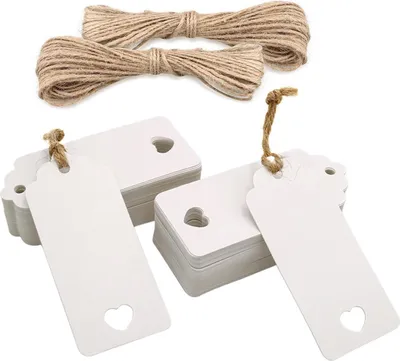 Produktbild von 100 Stück Kraftpapier Geschenkanhänger Hochzeit DIY Herzform 9,5 x 4,5 CM