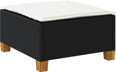 Immagine prodotto di vidaXL Sgabello da giardino con cuscino nero 63,5x56x32 cm Poly Rattan