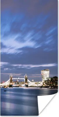 Produktbild von MuchoWow® Poster Londoner Skyline am Abend 20x40 cm - Plakat - Foto