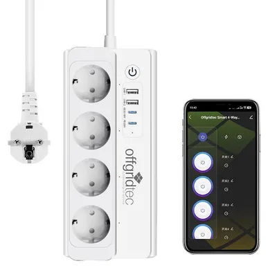 Obrázek produktu pro Chytrá Wi-Fi zásuvka s 4 zásuvkami a 2 porty USB-A a 2 porty USB-C