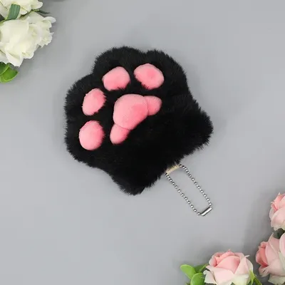 Produktbild von INF Süßes Katzenpfoten-Schlüsselanhänger Schwarz+Rosa