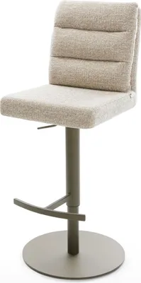 Produktbild von DELIFE Barstuhl Pela-Flex Webstoff Soft Beige Drehfuß höhenverstellbar Metall Titanfarben