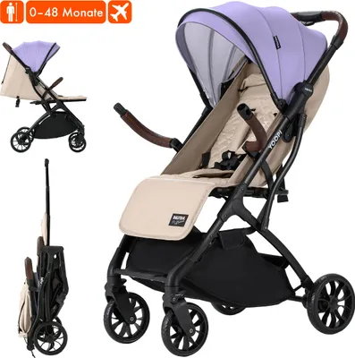 Immagine prodotto di Passeggino da viaggio Daliya® YOOPI, pieghevole, con maniglione telescopico, passeggino da aereo, telaio in alluminio, schienale regolabile in continuo, passeggino da città, borsa portaoggetti