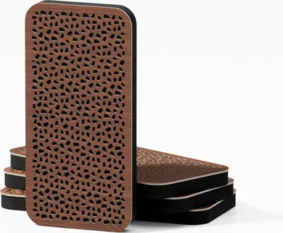 Obrázok produktu pre Sada 12 kusov – Tenký akustický panel na absorbciu a difúziu zvuku | Absorbuje zvuk | 46x23 cm | ENRIA-18 | Orechové drevo