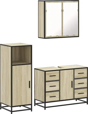 Immagine prodotto di vidaXL Set di mobili da bagno 3 pezzi in legno di quercia Sonoma