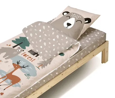Image de Bleu Calin Rechange Caradou® Forêt Parure de lit Enfant sans couette - 90x190cm