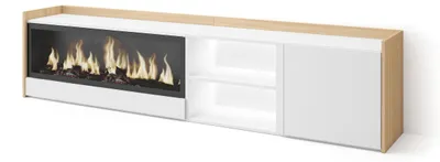 Immagine prodotto di Mobili TV effetto legno Bianco Rovere 212x35x50cm camino effetto fuoco