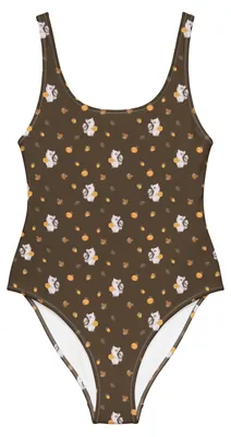 Produktbild von Mr. & Mrs. Panda Badeanzug Waschbär Kürbis Größe S - Braun - Geschenk, Trick Or Treat, Bademode, Halloween Deko, Shape-Badeanzug, Rückenfreier, Badebekleidung, Swimsuit