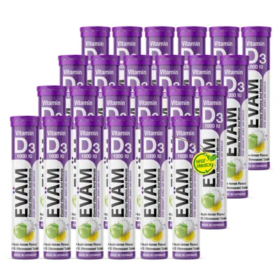 Produktbild von EVÄM Vitamin D3 Brausetabletten, 24er Pack, hochdosiert, Apfel-Zitrone, Immunsystem, Knochen & Muskeln, vegetarisch, hergestellt in Deutschland