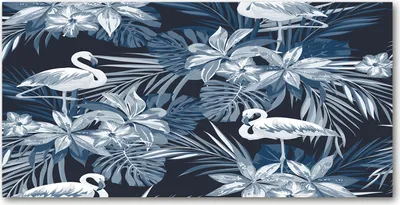 Produktbild von Tulup® Leinwandbild - 140x70 cm - Wandkunst - Drucke auf Leinwand - Leinwanddruck  - Tiere - Blau - Flamingos Pflanzen