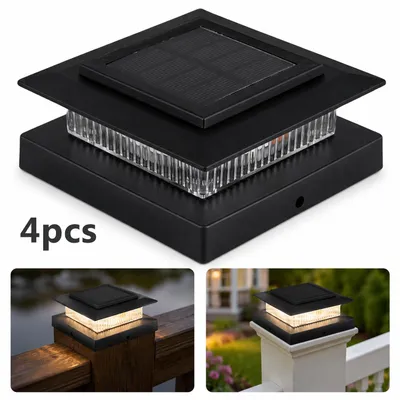 Produktbild von 4pcs Solar-Pfostenkappenleuchten 4x4 für Außen,wasserdichte Solar-Zaunleuchten für Holz- und Vinylpfosten,2 Lichtfarben,ideal für Terrasse und Veranda