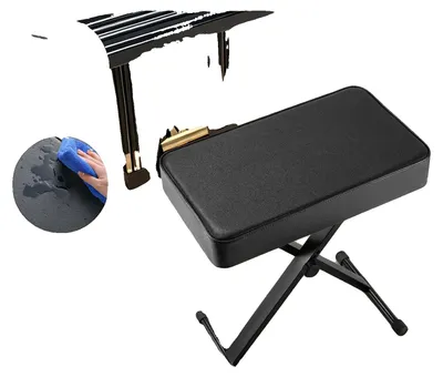 Produktbild von Pianohocker, Kunstlederpolster, verstellbare Höhe 50-56 cm, Abmessungen 53 x 30 cm, Tragfähigkeit 100 kg, X-förmige Unterstützung