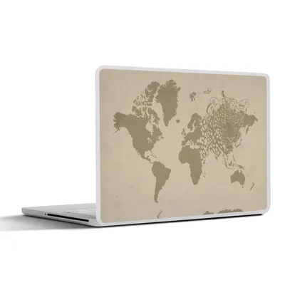 Produktbild von MuchoWow® Laptop Aufkleber Sticker Cover Weltkarte - Braun - Panther 25x18 cm - Laptop-Deko
