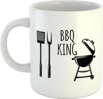 Produktbild von Huuraa Kaffeetasse BBQ King Geschenk Tasse Weiß 330ml BBQ King Präsent