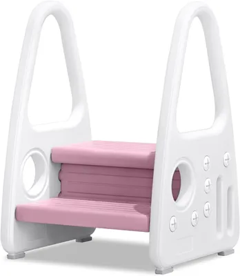 Produktbild von Tritthocker,Trittschemel 2 Stufiger Lernturm Kinderschemel,mit Zwei Armlehnen Anti Rutsch Kinder Trittschemel,Rosa