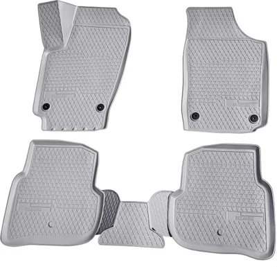 Image de tapis en caoutchouc 3D pour VW Polo | 6R / 6C | BJ 2009-2017 | gris avec bordure