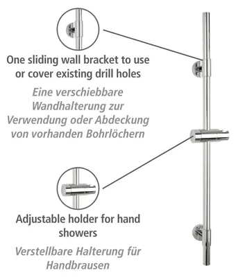 Obrázok produktu pre WENKO Sprchová tyč Basic chróm, 66 cm, lesklá strieborná, nerezová oceľ chróm