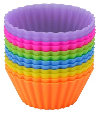 Produktbild von Muffinform Silikon 12 Stück Antihaft Wiederverwendbar 6 Farben für Kuchen Pudding Sahne