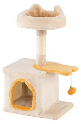Produktbild von Katzenbaum mit fischförmiger Plattform, Sisalstämmen und Plüschsitz