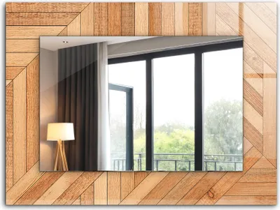 Produktbild von Bedruckter Spiegel - Wandspiegel - Dekorativer - Modern - 80x60 cm - Holzparkett