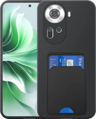 Produktbild von Geeignet für Oppo Reno 11 Phone Case mit TPU Kartenhalter - Flexible Back Cover Case Silikon TPU mit Cardslot - Schwarz - Smartphonics