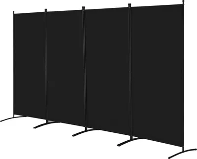 Image de Cloison de séparation 4 panneaux Écran d'intimité en tissu pour bureau ou chambre à coucher Noir