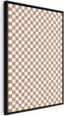 Produktbild von Italienischer Leinwand Leinwandbild - Checkerboard Pattern - Brown-White Grid with a Subtle Noise 80x120 cm Muster f-C-10091-b-a