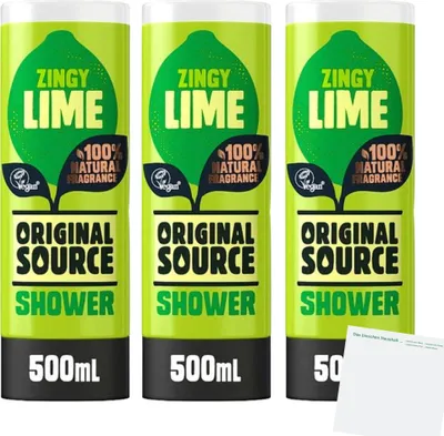 Produktbild von Original Source Zingy Lime Duschgel 3er Pack (3x500ml Flasche) + usy Block