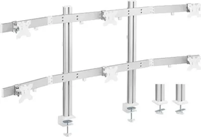 Obrázek produktu pro Stříbrný stolní držák pro 6 monitorů o úhlopříčce 17–32 palců s VESA SolidHand-CM06