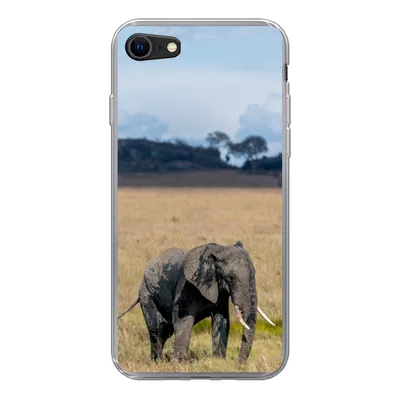 Produktbild von MuchoWow® Handyhülle Schutzhülle Hülle für iPhone 8 Elefant - Gras - Tiere - Natur Silikon Softcase Handy Hülle - Schutzhaube