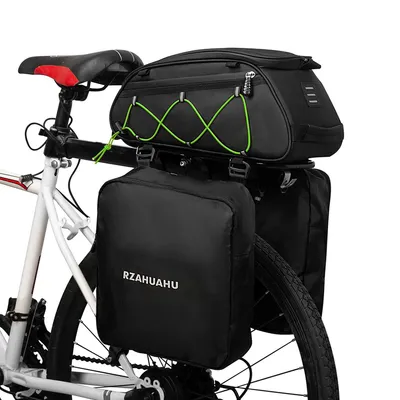 Produktbild von 3-in-1-Fahrradtraegertasche, wasserdichte Fahrrad-Ruecksitztasche, Kuehltasche mit 2 seitlichen Haengetaschen, Radfahren, Gepaecktasche, Pannier-Umhaengetasche