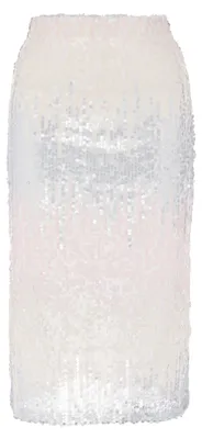 Produktbild von Damen Party-Rock mit funkelnden Pailletten, Midi-Länge, Farbe beige, Größe XS