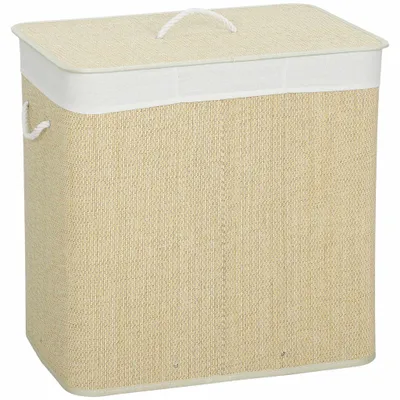 Obrázek produktu pro Bambusový koš na prádlo s víkem, 3 přihrádky, 144 l
